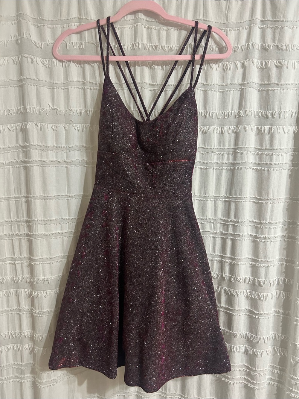 Sparkle Black-Pink Strappy Fit & Flare Dress